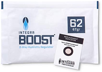 Desiccare 67 gram Integra BOOST® 62% RH 2-way humidity control packs with humidity indicator cards (HIC)